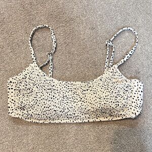 Xhilaration Cream Black Leopard Print Smocked Scoop Neck Bikini Top Size L